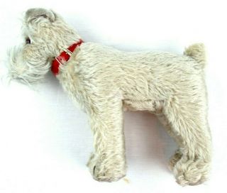 Steiff Rare Antique Large Grey Tessie Schnauzer Dog W/ Button,  No Collar Tag 13 "