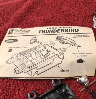 Vintage AMT 1966 Ford Thunderbird Craftsman Series Model 1:25 Kit - Not Complete 3