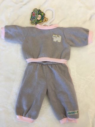 Authentic Vintage Cabbage Patch Kids Clothes Doll Cpk Outfit Sweats Jogging Cat