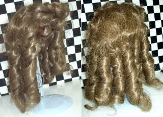 Vintage Wig For 14 " Head Circumference 29 " Tall Doll Long Brown Sausage Curls