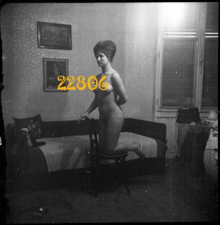 Nude Girl In Strange Light,  Dark Room,  Vintage Fine Art Negative,  1970 