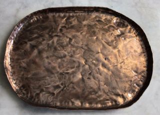 VICTORIAN ARTS & CRAFTS PRIMITIVE HAND MADE HAMMERED COPPER SERVING TRAY 2