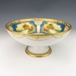 Antique Noritake Japanese Porcelain - Hand Painted River Scenes Bowl