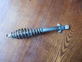Vintage Cast Iron Wood Stove Lid Lifter With Heavy Spring Heat Guard