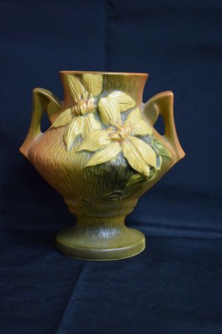 Roseville Pottery Clematis Vase 188 - 6 " Rare Brown