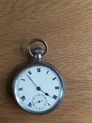 Antique Solid Silver Pocket Watch Dennison Birmingham 1920 Spares Or Repairs
