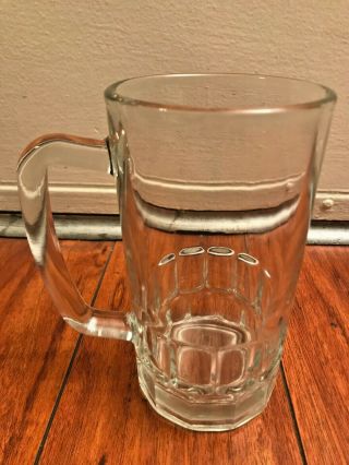 Vintage Kig Clear Glass Beer Stein W Panel Designs Man Cave Barware Decor Rare