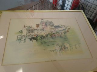 Raoul Dufy Horse Racing Lithograph Print Rare Hand Colored Custom Frame