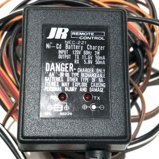 RARE - JR REMOTE CONTROL BATTERY CHARGER NEC - 221 - TX 11.  6V 50MA,  RX 5.  8V 50MA 2