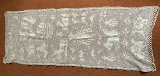 Dated 1922 Antique / Vintage Hand Crochet Sampler / Table Runner Animals Motifs