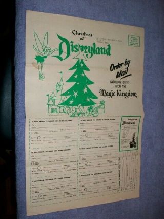 Rare Vintage Walt Disney 1955 Christmas At Disneyland Gifts By Mail 4 Pages