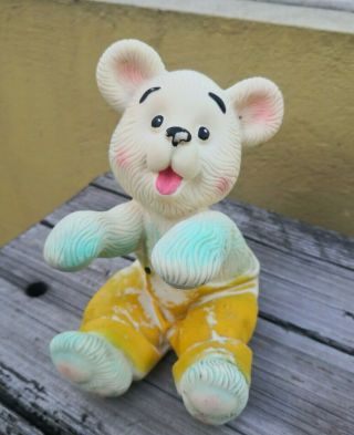 Vtg Rare Mexican Clone Teddy Bear Squeaky Rubber Toy Squeaks Made In Mexico