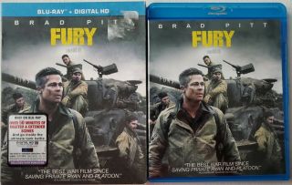 Fury Blu Ray,  Rare Oop Slipcover Sleeve Brad Pitt