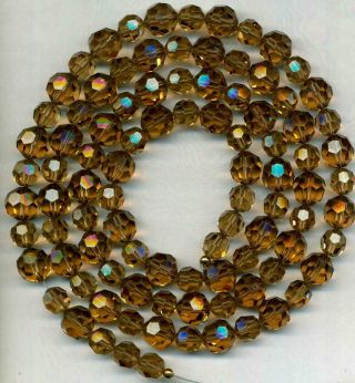 Beads Swarovski Cut Austrian Crystal Smoky Topaz Faceted 8 - 20mm 33 " Vintage