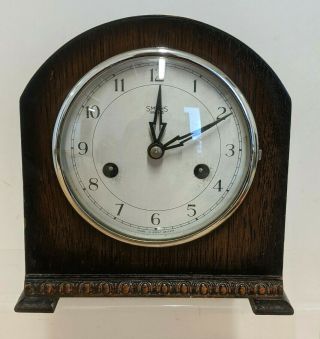 Smiths Enfield Wooden Art Deco Chiming Mantel Clock - With Key - 1920s ?