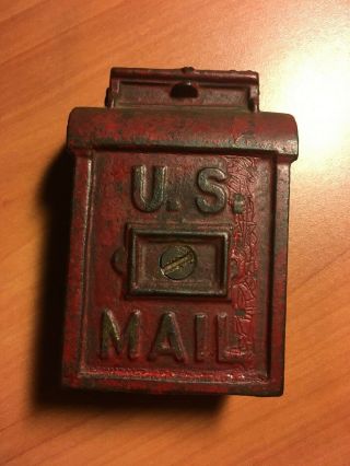 Vintage And Antique Red Cast Iron U.  S.  Mailbox Coin Bank