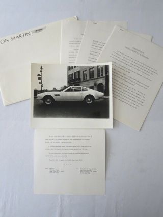 1968 1969 ? Aston Martin Dbs Press Kit With Photo - Rare