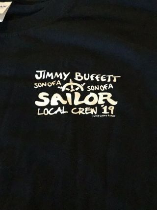 Rare Jimmy Buffett 2019 Son Of A Sailor Tour Local Crew Shirt Xl Black Unworn