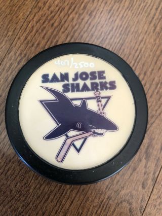 San Jose Sharks 1st Season 1991 - 92 407/2500 Rare Logo Edition Hockey Puck Nhl