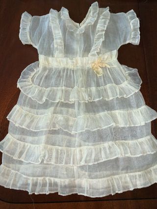 Vintage Yellow Organdy Dress For Tall Doll - Compo,  Bisque,  Antique