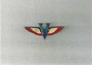 Rare Ww2 Painted " V " For Victory Wing Sweetheart Pin Red - White - Blue 3 Dots,  Dash