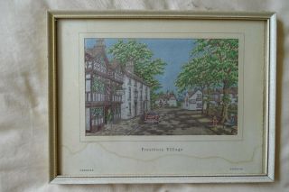 Woven Silk Picture Of Prestbury Village.  Bwa Macclesfield