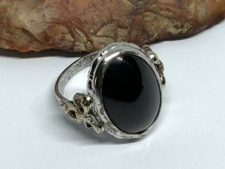 Vintage Clark & Coombs Sterling Silver & 10k Gold Filled Onyx Ring (sz.  6.  25)