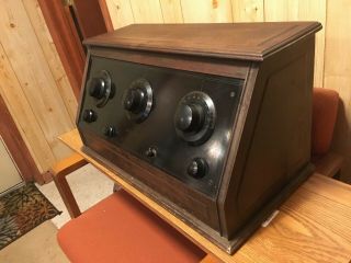 Antique Rare Wood Art Deco 1920 Tube Radio Stewart Warner Breadboard Model 305