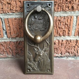Rare Antique Vintage Brass Bronze Doe Buck Door Knocker 7 3/4 X 3 1/4