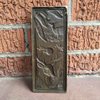 Rare Antique Vintage Brass Bronze Doe Buck Door Knocker 7 3/4 X 3 1/4 3