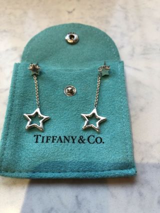 Tiffany & Co Very Rare Sterling Silver Star Link Drop Earrings Studs