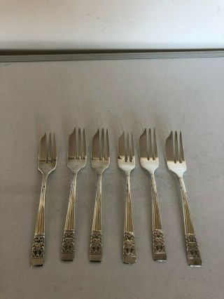 Uncased Set Of 6 Silver Plated Hampton Court Cake/pasty Forks 5.  5 " (pf 33)
