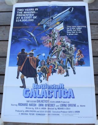 Rare Vintage Battlestar Galactica Movie One - Sheet Poster Style B 27x41 "