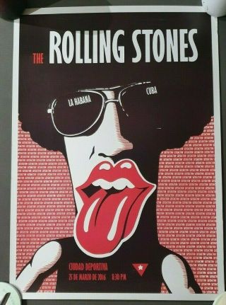 Rare Rolling Stones Havana Cuba 2016 Benefit Concert Poster 30x20 Inches