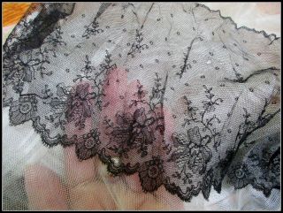Gossamer Fine Airy Antique Victorian Delicate Silk Feminine Lace Trim Flounce
