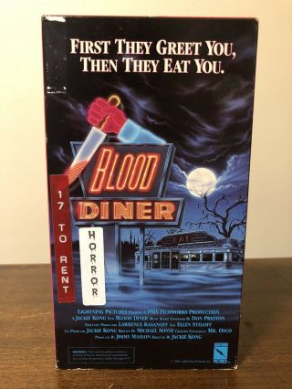 Blood Diner Vhs Vestron Rare Horror Gore Jackie Kong Lightning Pictures