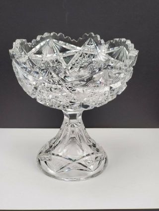 Antique American Brilliant Cut Glass Compote / Footed Bowl,  Abp