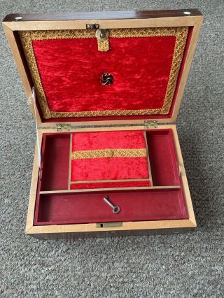 Vintage/antique Wooden Jewellery Box With Key Find