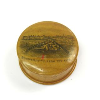 Bournemouth From The Pier Antique Mauchline Ware Pill Box Patch Treen
