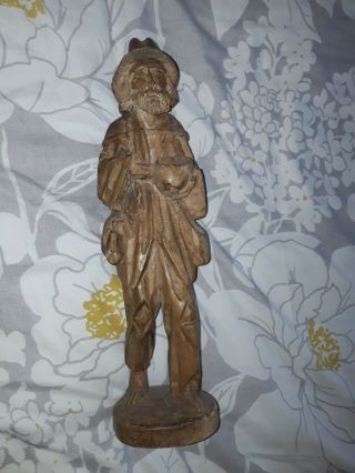 Large Vintage Hand Carved Wooden Hobo Figure Approximately 15.  5 " In Height