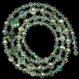Beads Swarovski Cut Austrian Crystal Ab Flash Clear Faceted 6 - 15mm 29 " Vintage