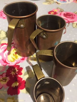 Set Of 4 Vintage Copper And Brass Measuring Cups