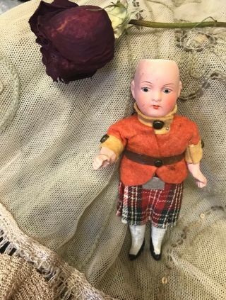 Antique Germany Bisque Doll,  5 1/2”,  39,  No Wig, .