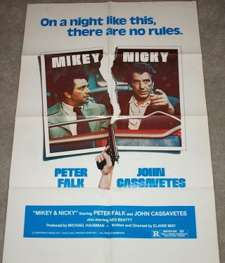 Mikey And Nicky Movie Poster John Cassavetes Peter Falk 27x41 Very Rare