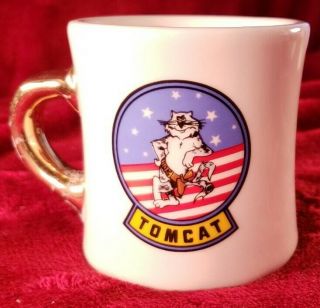 Rare Vintage Gold - Handled F - 14 Tomcat Production Program Team Coffee Mug.