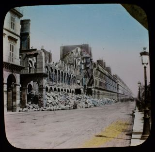 Rare Antique Magic Lantern Slide 1871 Siege Of Paris Street Damage C1890 Photo