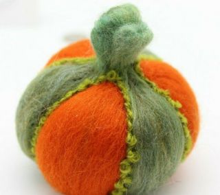 Halloween Pumpkin Needle Felted Wool Autumn Decor Folk Art Melissa Philbrook Usa