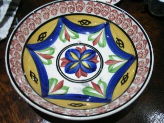 Antique Early Spongeware bowl nicely decorated / portneuf DIA 20CMX4.  5 cm high 3