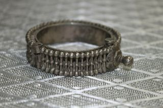 Unusual Rare Antique Middle Eastern Yemen Sterling Silver Cuff Anklet / Bracelet