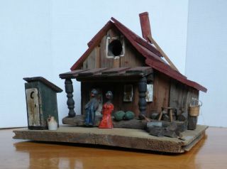 Rare Antique Primitive Folk Art Black Americana Birdhouse Game Toy Arts & Crafts 2
